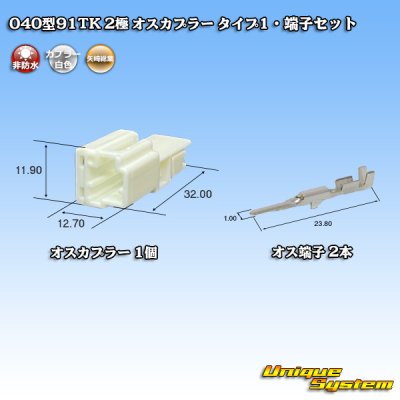 画像1: 矢崎総業 040型91TK 非防水 2極 オスカプラー・端子セット タイプ1