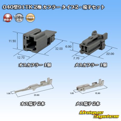 画像1: 矢崎総業 040型91TK 非防水 2極 カプラー・端子セット タイプ2