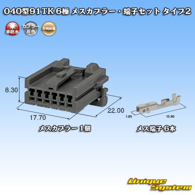 画像1: 矢崎総業 040型91TK 非防水 6極 メスカプラー・端子セット タイプ2