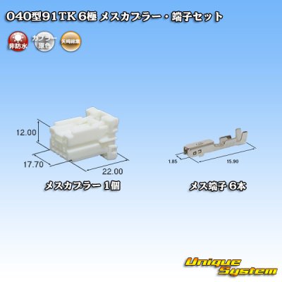 画像1: 矢崎総業 040型91TK 非防水 6極 メスカプラー・端子セット タイプ1