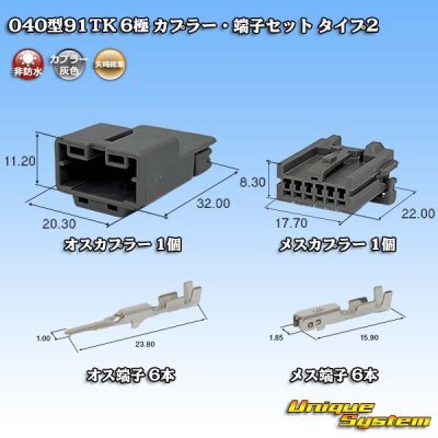 画像1: 矢崎総業 040型91TK 非防水 6極 カプラー・端子セット タイプ2