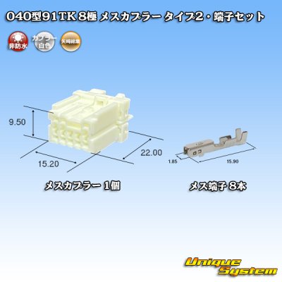 画像1: 矢崎総業 040型91TK 非防水 8極 メスカプラー・端子セット タイプ2
