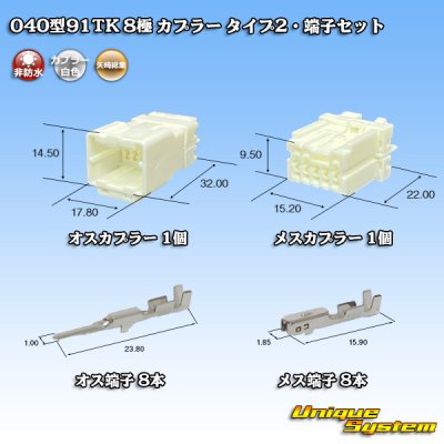 画像1: 矢崎総業 040型91TK 非防水 8極 カプラー・端子セット タイプ2