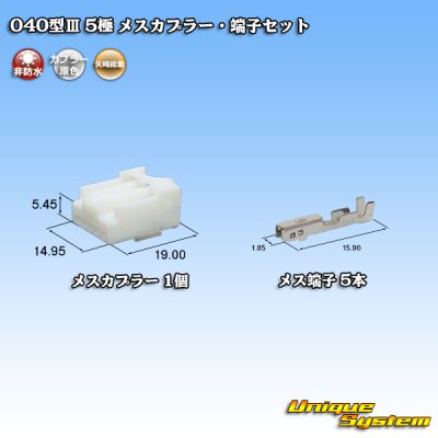 画像1: 矢崎総業 040型III 非防水 5極 メスカプラー・端子セット
