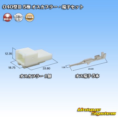 画像1: 矢崎総業 040型III 非防水 5極 オスカプラー・端子セット