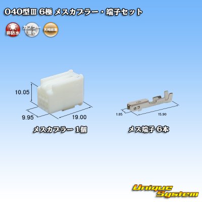 画像1: 矢崎総業 040型III 非防水 6極 メスカプラー・端子セット