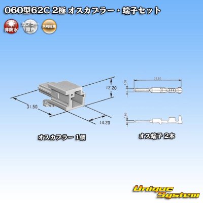画像5: 矢崎総業 060型62C 非防水 2極 オスカプラー・端子セット