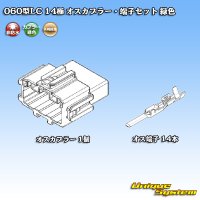 矢崎総業 060型LC (HLC) 非防水 14極 オスカプラー・端子セット 緑色
