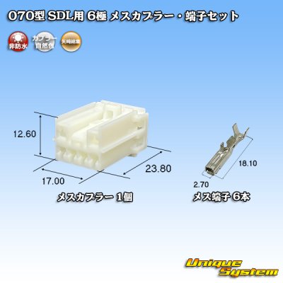 画像1: 矢崎総業 070型 SDL用 非防水 6極 メスカプラー・端子セット