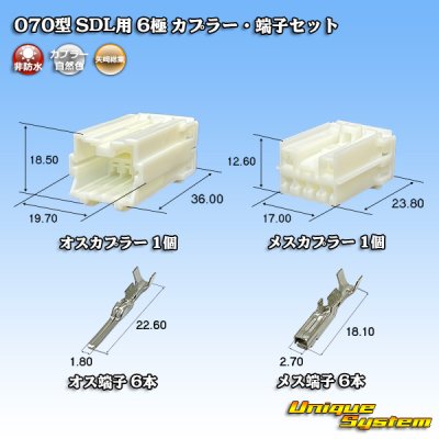 画像1: 矢崎総業 070型 SDL用 非防水 6極 カプラー・端子セット