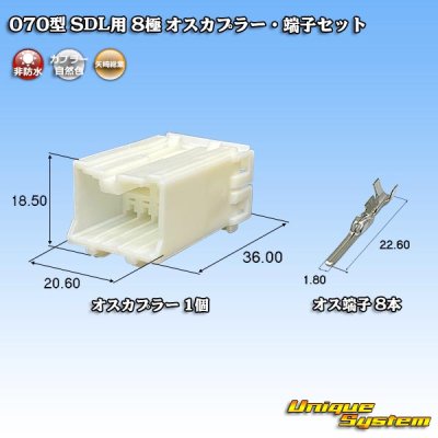 画像1: 矢崎総業 070型 SDL用 非防水 8極 オスカプラー・端子セット