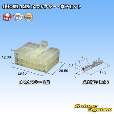 画像1: 矢崎総業 090型I 非防水 12極 メスカプラー・端子セット