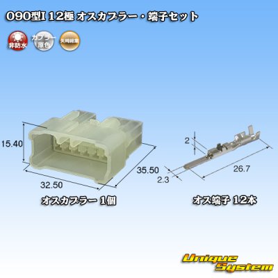 画像1: 矢崎総業 090型I 非防水 12極 オスカプラー・端子セット