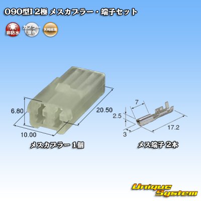画像1: 矢崎総業 090型I 非防水 2極 メスカプラー・端子セット