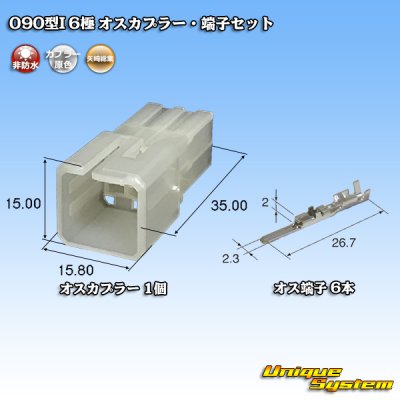 画像1: 矢崎総業 090型I 非防水 6極 オスカプラー・端子セット タイプ1