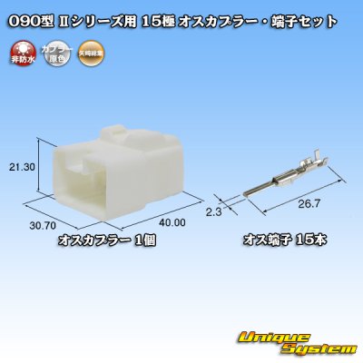 画像1: 矢崎総業 090型II 非防水 15極 オスカプラー・端子セット