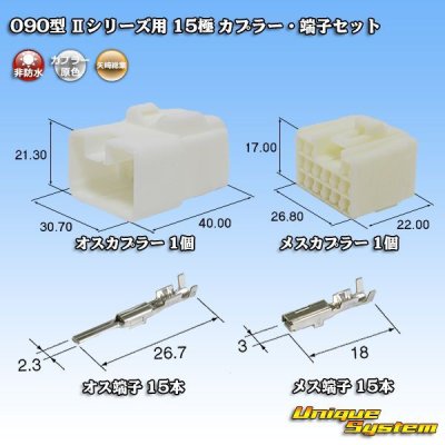 画像1: 矢崎総業 090型II 非防水 15極 カプラー・端子セット