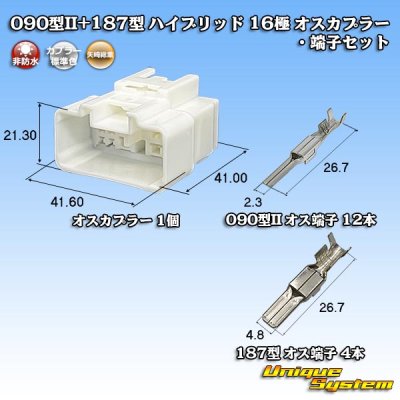 画像1: 矢崎総業 090型II+187型 ハイブリッド 非防水 16極 オスカプラー・端子セット (090型II 12極+187型 4極)