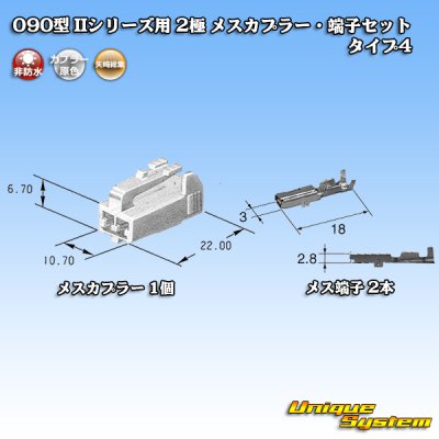 画像4: 矢崎総業 090型II 非防水 2極 メスカプラー・端子セット タイプ4