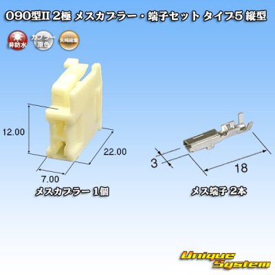 画像1: 矢崎総業 090型II 非防水 2極 メスカプラー・端子セット タイプ5 縦型