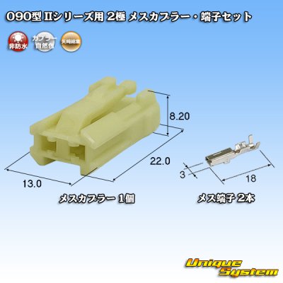 画像1: 矢崎総業 090型II 非防水 2極 メスカプラー・端子セット タイプ1