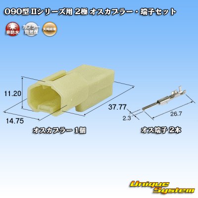 画像1: 矢崎総業 090型II 非防水 2極 オスカプラー・端子セット タイプ1