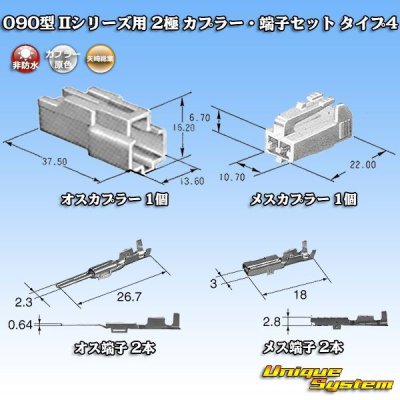 画像5: 矢崎総業 090型II 非防水 2極 カプラー・端子セット タイプ4