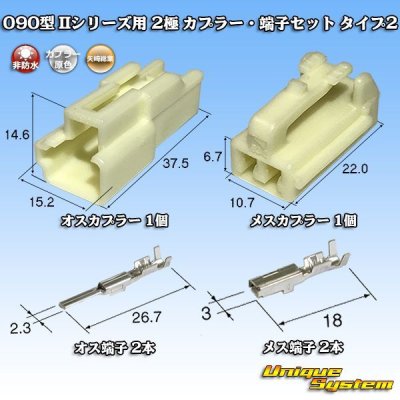 画像1: 矢崎総業 090型II 非防水 2極 カプラー・端子セット タイプ2