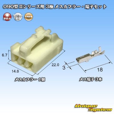 画像1: 矢崎総業 090型II 非防水 3極 メスカプラー・端子セット タイプ1