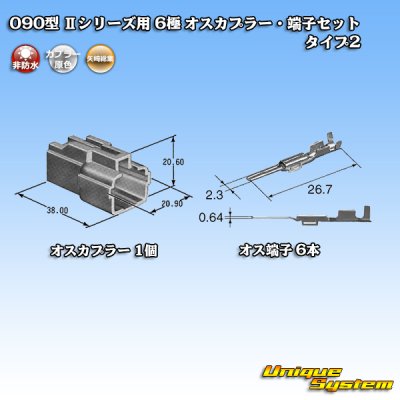 画像4: 矢崎総業 090型II 非防水 6極 オスカプラー・端子セット タイプ2