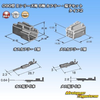 画像5: 矢崎総業 090型II 非防水 6極 カプラー・端子セット タイプ2