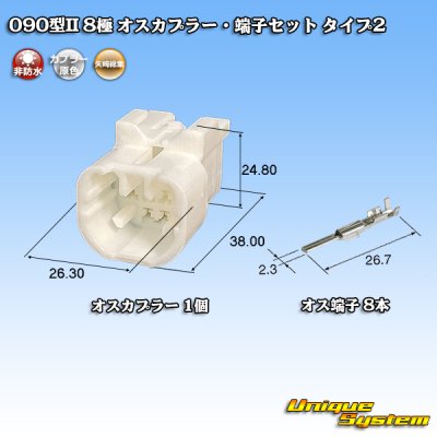 画像1: 矢崎総業 090型II 非防水 8極 オスカプラー・端子セット タイプ2