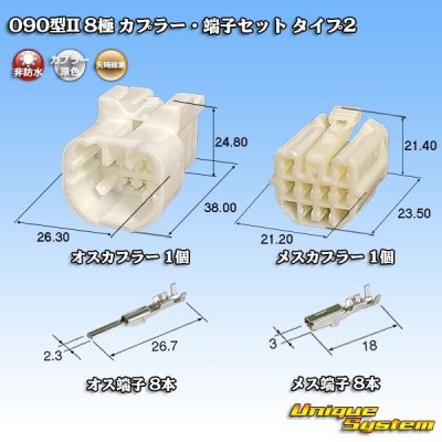 画像1: 矢崎総業 090型II 非防水 8極 カプラー・端子セット タイプ2