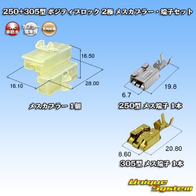 画像1: 矢崎総業 250+305型 ポジティブロック 非防水 2極 メスカプラー・端子セット
