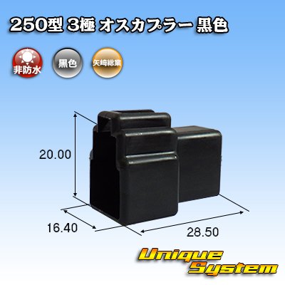 画像1: 矢崎総業 250型 CN(A) 非防水 3極 オスカプラー 黒色