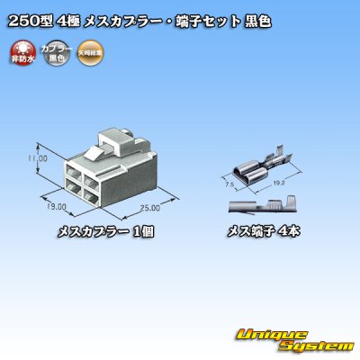 画像4: 矢崎総業 250型 CN(A) 非防水 4極 メスカプラー・端子セット 黒色