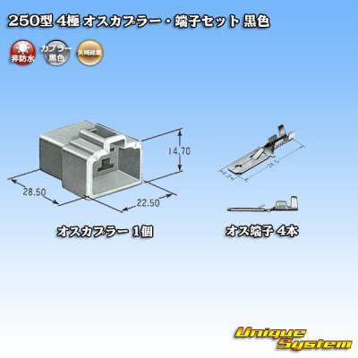 画像4: 矢崎総業 250型 CN(A) 非防水 4極 オスカプラー・端子セット 黒色