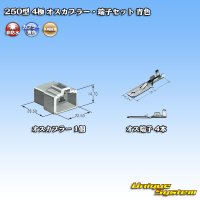 矢崎総業 250型 CN(A) 非防水 4極 オスカプラー・端子セット 青色