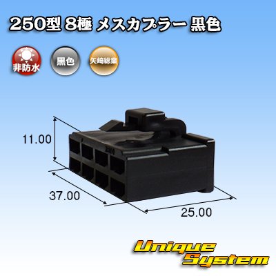 画像1: 矢崎総業 250型 CN(A) 非防水 8極 メスカプラー 黒色