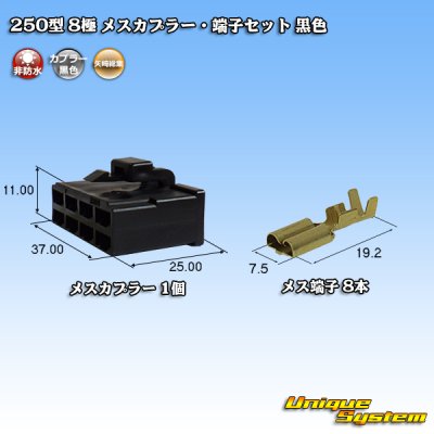 画像1: 矢崎総業 250型 CN(A) 非防水 8極 メスカプラー・端子セット 黒色