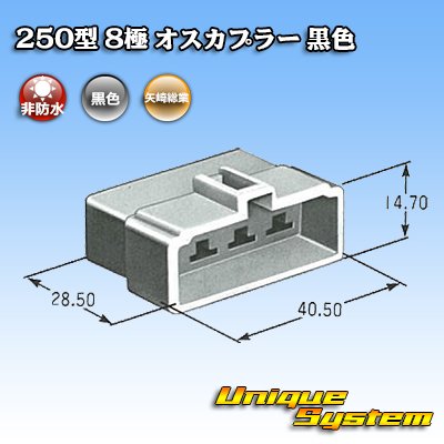 画像3: 矢崎総業 250型 CN(A) 非防水 8極 オスカプラー 黒色