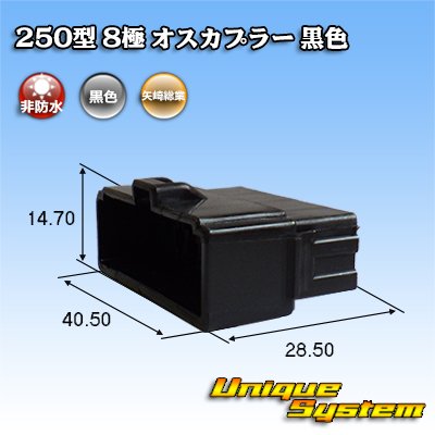 画像1: 矢崎総業 250型 CN(A) 非防水 8極 オスカプラー 黒色