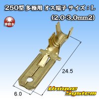 矢崎総業 250型 全極用 非防水 オス端子 サイズ：L(2.0-3.0mm2)