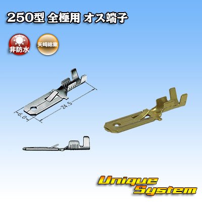 画像3: 矢崎総業 250型 全極シリーズ用 非防水 オス端子 サイズ：M(0.5-2.0mm2)