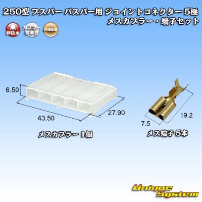 画像1: 矢崎総業 250型 ブスバー バスバー用 ジョイントコネクター 非防水 5極 メスカプラー・端子セット