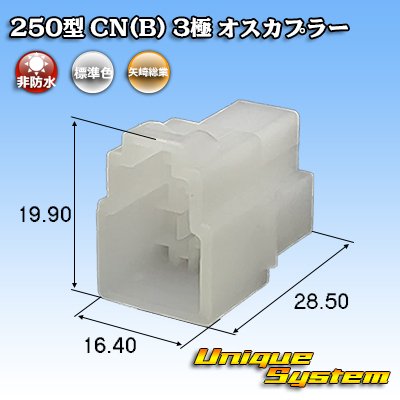 画像1: 矢崎総業 250型 CN(B) 非防水 3極 オスカプラー