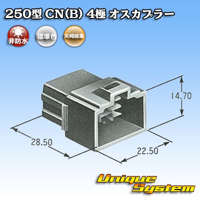 画像4: 矢崎総業 250型 CN(B) 非防水 4極 オスカプラー