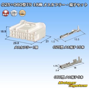 画像: 住友電装 025+060型TS ハイブリッド 非防水 18極 メスカプラー・端子セット タイプ1 (025型TS 10極+060型TS 8極)