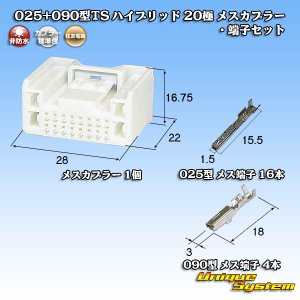 画像: 住友電装 025+090型TS ハイブリッド 非防水 20極 メスカプラー・端子セット