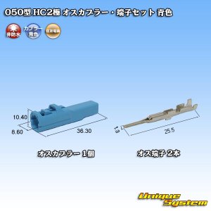 画像: 住友電装 050型 HC 非防水 2極 オスカプラー・端子セット 青色